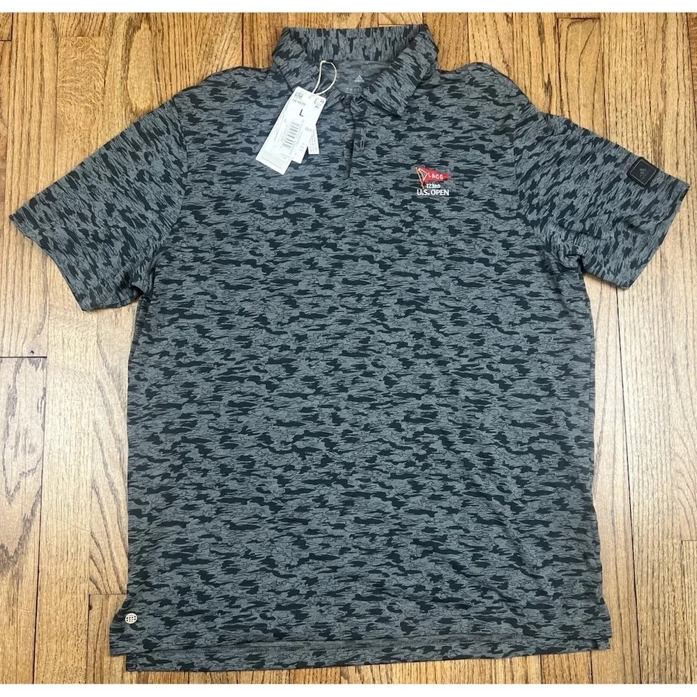 NWT LACC US Open Los Angeles Country Club Adidas Golf Polo Camo Shirt Sz Large